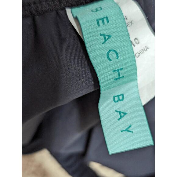 Beach Bay Women's 2 Piece Orange Floral Top Black Bottom Swim Suit Size 10 - Picture 6 of 9